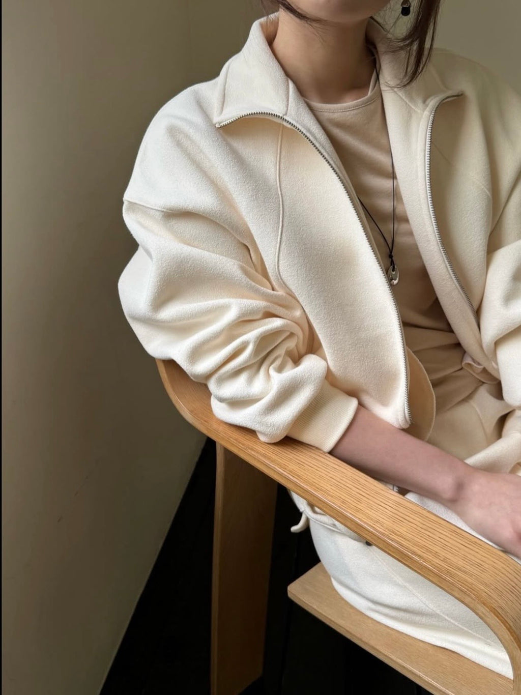 High Neck Bouclé Zip-Up