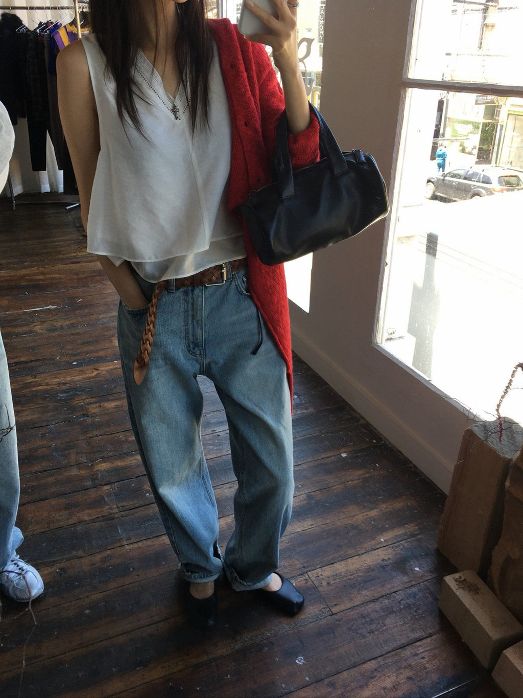 Side-Adjuster Denim Pants