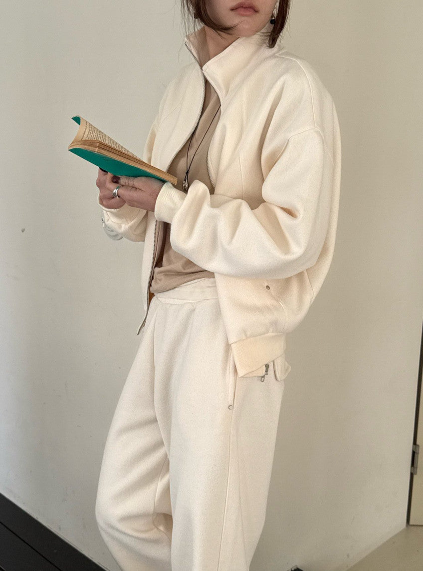 High Neck Bouclé Zip-Up