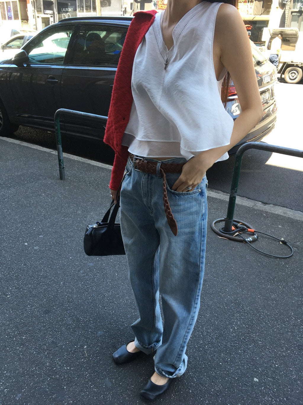 Side-Adjuster Denim Pants